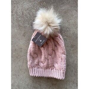 Gelso Bianco womens Salmon Pink Wool Alpaca Knit  Beanie Hat Cap from Italy